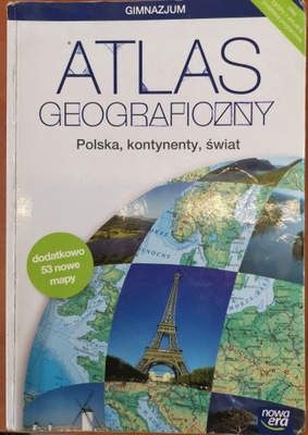 ATLAS GEOGRAFICZNY GIMNAZJUM POLSKA KONTYNENTY ŚWIAT ERA (UŻYWANY)