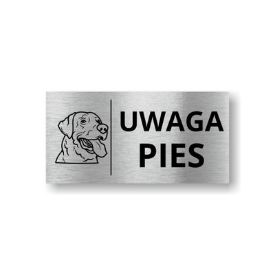 TABLICZKA " UWAGA PIES" Labrador | 20x10cm | trwały druk UV | samoprzylepna