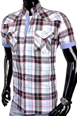 Koszula męska na krótki rękaw w kratkę K217 r. 3XL