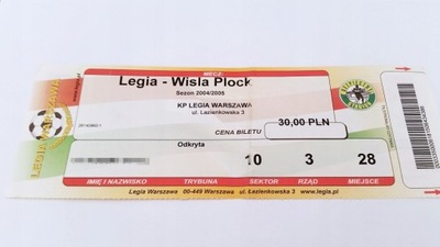 bilet LEGIA Warszawa - WISŁA Płock 20.11.2004