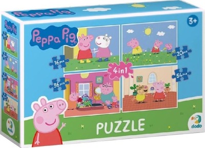 Puzzle Edukacyjne Świnka Peppa Rodzinka 4 w 1 DoDo