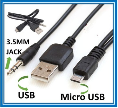 Kabel Micro USB do USB i 3,5 mm Audio Jack