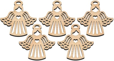Anioły drewniane ze sklejki ażur aniołki 8cm 5szt