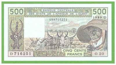 MALI W.A.S. 500 FRANCS 1989 P-405Dh UNC