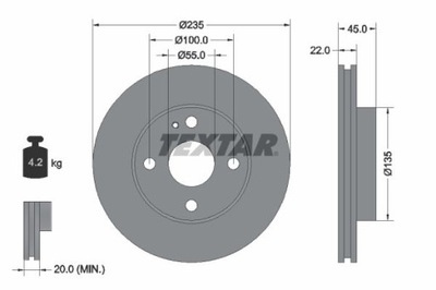 TEXTAR 92071500 ДИСК ТОРМОЗНОЙ