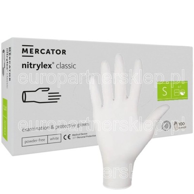 Rękawice NITRYLOWE Rękawiczki białe|white a'100 S'