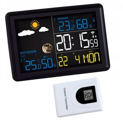 NOWA STACJA POGODOWA POGODY BEZPRZEWODOWA ZEGAR GT-WS-19h