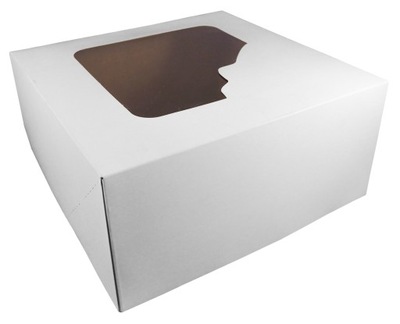 Pudełko karton cukiernicze pojemnik na tort ciasto białe okno 25x25x12cm