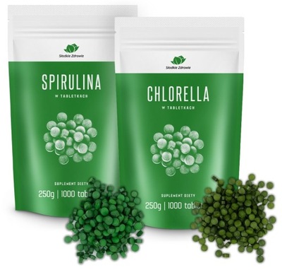 SPIRULINA i CHLORELLA 2000 tabletek 500g zestaw