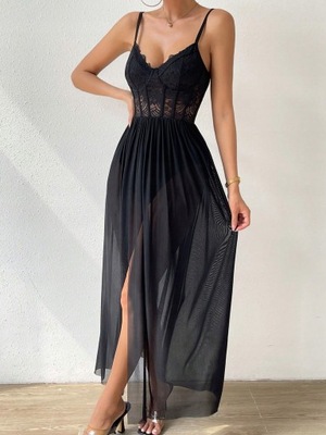 SUKIENKA GORSETOWA KORONKOWA MAXI SEXY BODY CZARNA SHEIN L 40