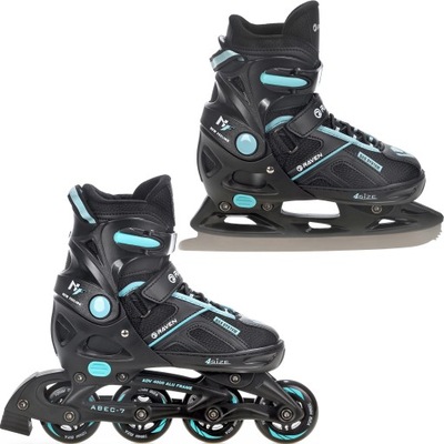 Rolki Łyżwy figurowe 2w1 RAVEN Pulse Black/Cyan 33-36