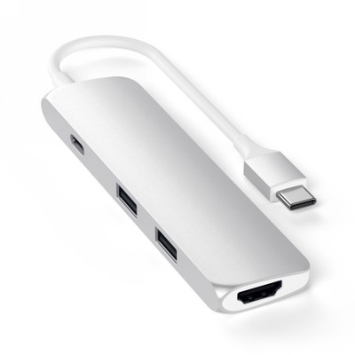 Satechi Aluminium Adapter Slim aluminiowy adapter USB-C , 4K HDMI, USB-A