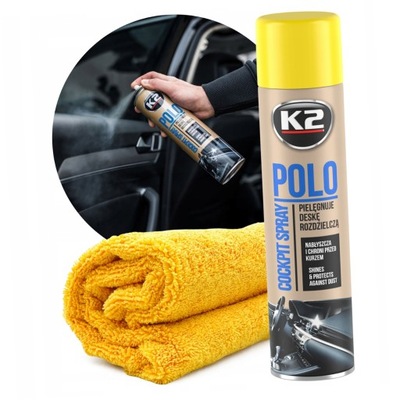 СЕРЕДИНА DO ОЧИСТКИ ПЛАСТИКА KOKPITU SPRAY K2 POLO CYTRYNA + MIKROFIBRA