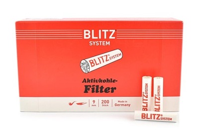 Filtry Fajkowe Blitz 9mm 200szt. Aktywny Węgiel