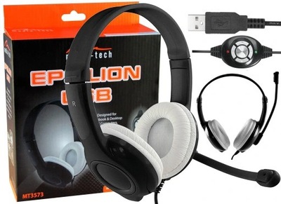 SŁUCHAWKI Z MIKROFONEM LAPTOPA KOMPUTER MT3573 USB