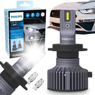 LUCES H11 PHILIPS DIODO LUMINOSO LED ULTINON PRO 3022 RETROFIT BLANCA BARWA MAZDA + W5W  