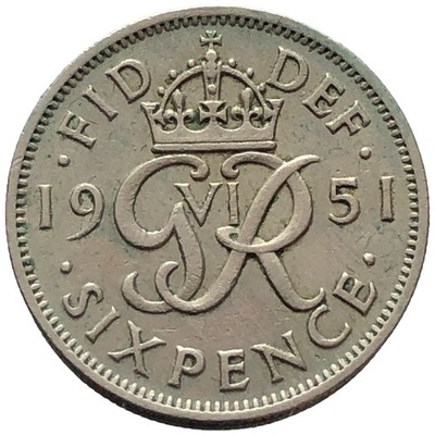 85982. Wielka Brytania - 6 pensów - 1951r.