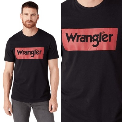 Wrangler LOGO TEE Faded Black CZARNY T-SHIRT Z LOGO REGULAR FIT XL