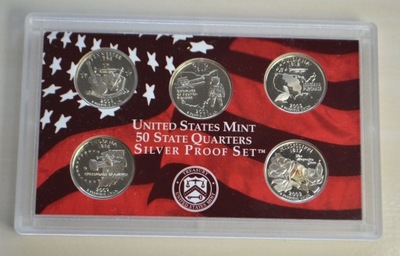 USA - 2002 rok- stempel lustrzany - zestaw - 1/4 Dolara - 5 monet mennica S