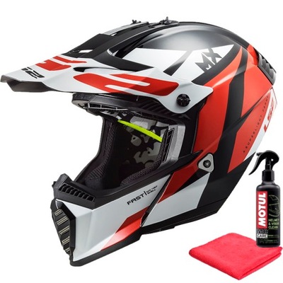 CASCO LS2 MX437 FAST EVO MINI STRIKE BLA.WH.RED M  