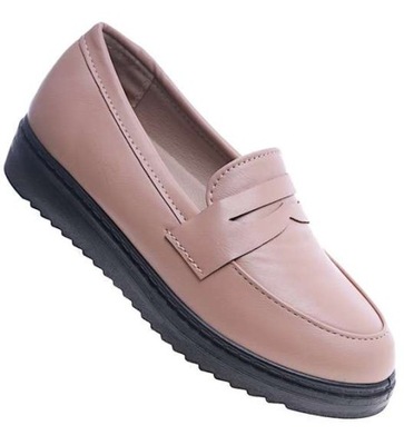 BEŻOWE WSUWANE PÓŁBUTY LOAFERSY BUTY 13679 37