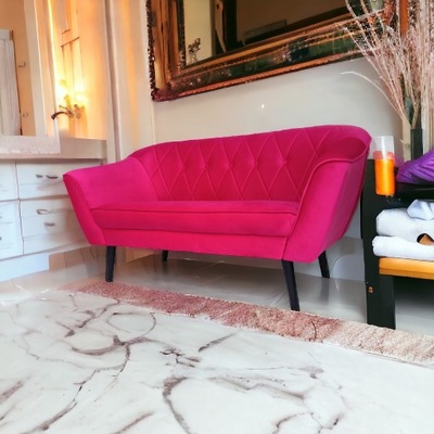 Sofa Skandynawska IVO 2 osobowa odcienie różu velvet kanapa do salonu
