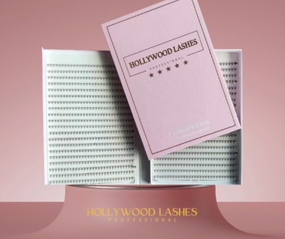 KĘPKI RZĘSY WACHLARZE GOTOWE 2200szt 2D 0.10C 8mm HOLLYWOOD LASHES BRĄZOWE