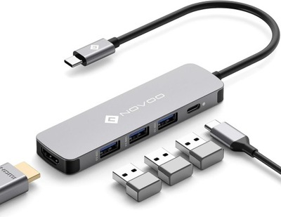 Hub USB NOVOO USB-C 5 port NVHUBGY05PDNS