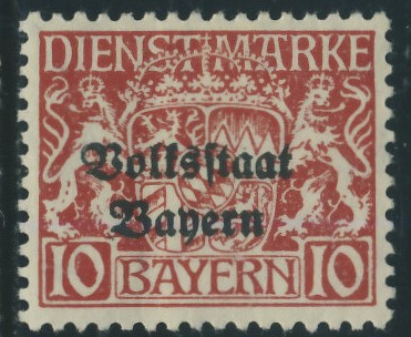 Bayern 10 pf. - Dienstmarke / Volkstaat ..