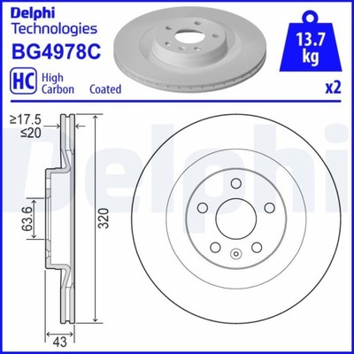 DISCO DE FRENADO VOLVO S90 II T4 17-  