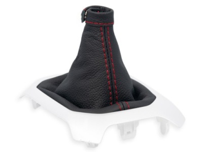 Jeep renegade 14-18 чохол перемикання передач czarna шкіра червоні нитки фото №1