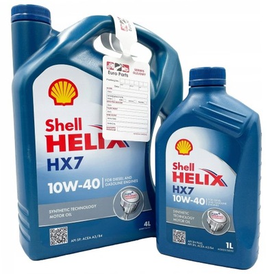 ACEITE SILNIKOWY SHELL HX7 10W40 4L + 1L = 5L + SUJECIÓN REGALO  