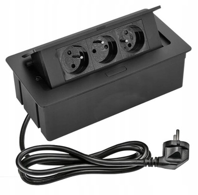 GNIAZDO POTRÓJNE CHOWANE W BLAT NABLATOWE GNIAZDKO