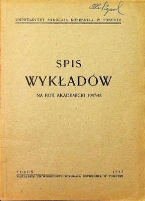 Spis Wykładów Na Rok Akademicki 1947 48