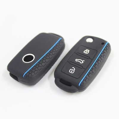 BLACK BLUE LINECAR KEY CASE PARA VW GOLF JETTA POLO PARA SKODA YETI ZNAKOMITA  