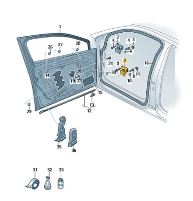 Петля дверь vw golf 8 перед dół левая фото №1