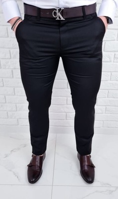 Czarne spodnie meskie slim fit wizytowe Stylovy D-1100 32