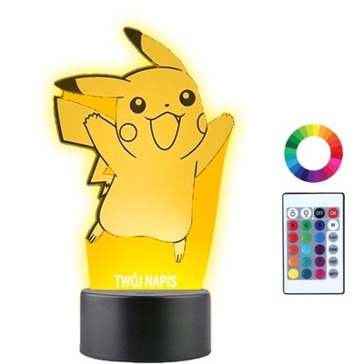 Lampka Nocna z Imieniem Pokemon Pikachu Led Grawer