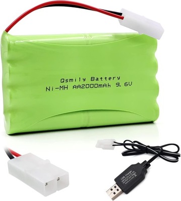 Akumulator AA 9,6 V 2000 mAh RC | Złącze Tamiyi | Kabel USB