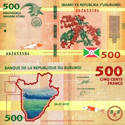 # BURUNDI - 500 FRANKÓW - 2018 - P-50 - UNC