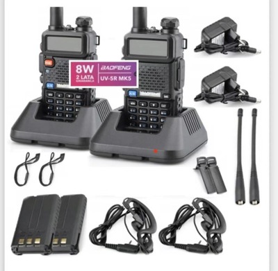 2SZT BAOFENG UV-5R 8W KRÓTKOFALÓWKA RADIOTELEFON WALKIE TALKIE