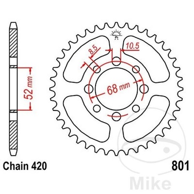 ЗУБЧАТКА ЗАДНЯЯ СТАЛЬНОЙ JT R801-50, 50Z, РАЗМЕР 420