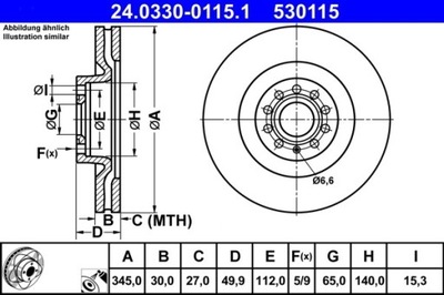 2X ДИСК ГАЛЬМІВНИЙ VW ПЕРЕД EOS/GOLF/PASSAT 05- POWER DISC 24.0330-0115.1