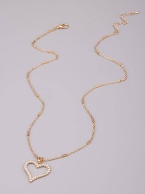 Naszyjnik złoty łańcuszek z sercem z cyrkoniami