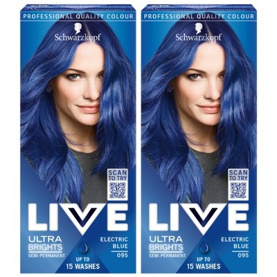 Schwarzkopf Live 095 Farba do Włosów Błękit Electric Blue x 2