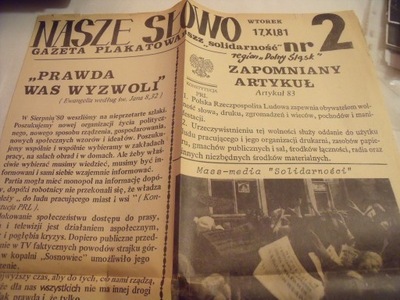 Nasze Słowo - Gazeta Plakatowa Solidarność 1981
