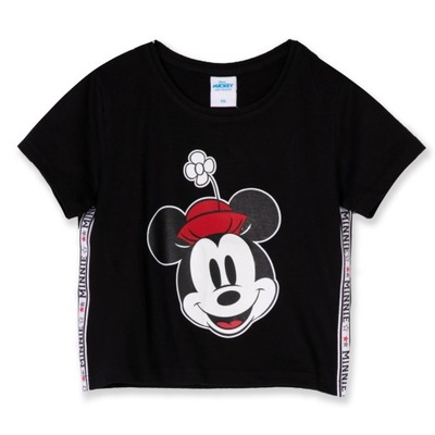 Disney Myszka Minnie Koszulka Czarna T-Shirt 134