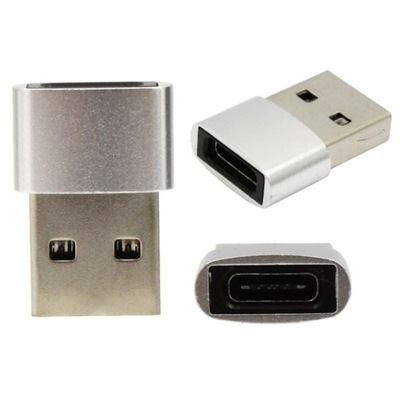 Adapter przejściówka z USB C Typ C na USB srebrny