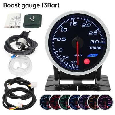 AUTO TURBO BOOST GAUGE 2 PULGADAS 52MM PRZYDYMIONE LENTES 3BAR 2BAR PSI~22039  