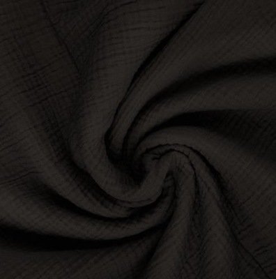 Double gauze muślin bawełniany CZARNY black